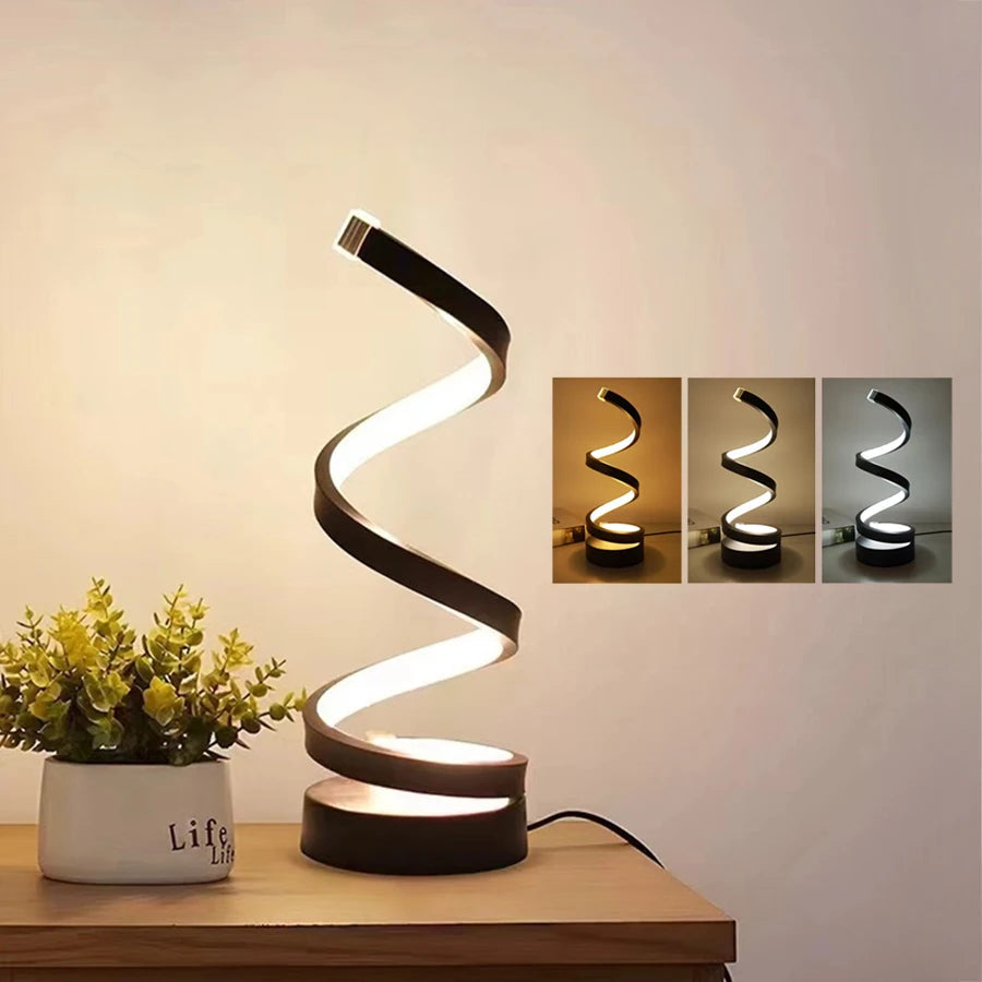 Σπειροειδές επιτραπέζιο φωτιστικό LED | Ρυθμιζόμενη ένταση σε μοντέρνο σχεδιασμό | 3 επίπεδα φωτεινότητας | SpiraLux