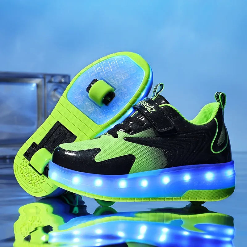LED-Rollenschuhe für Kinder | Ausklappbaren Rollen | Leuchtende Sohle | RollBeam