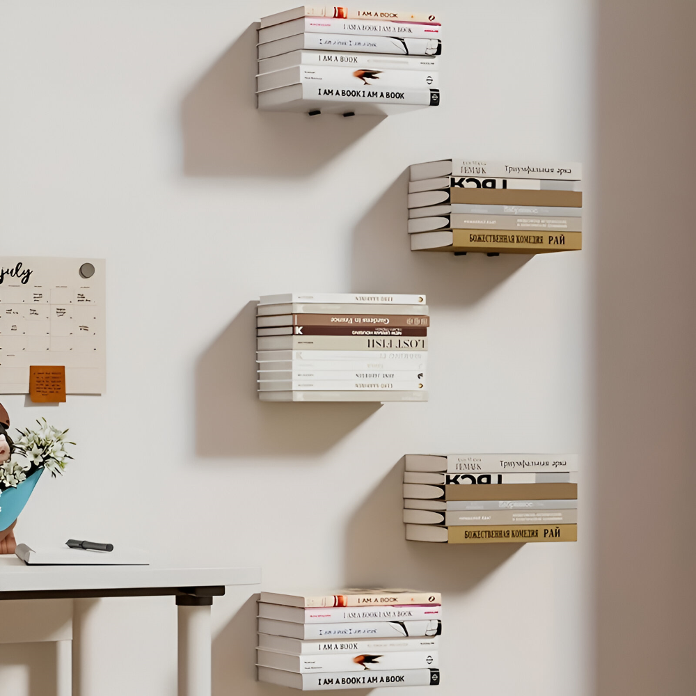 Schweberegal | Unsichtbarer Schwebeeffekt für Bücher | Stabile Wandhalterung aus Eisen | FloatShelf