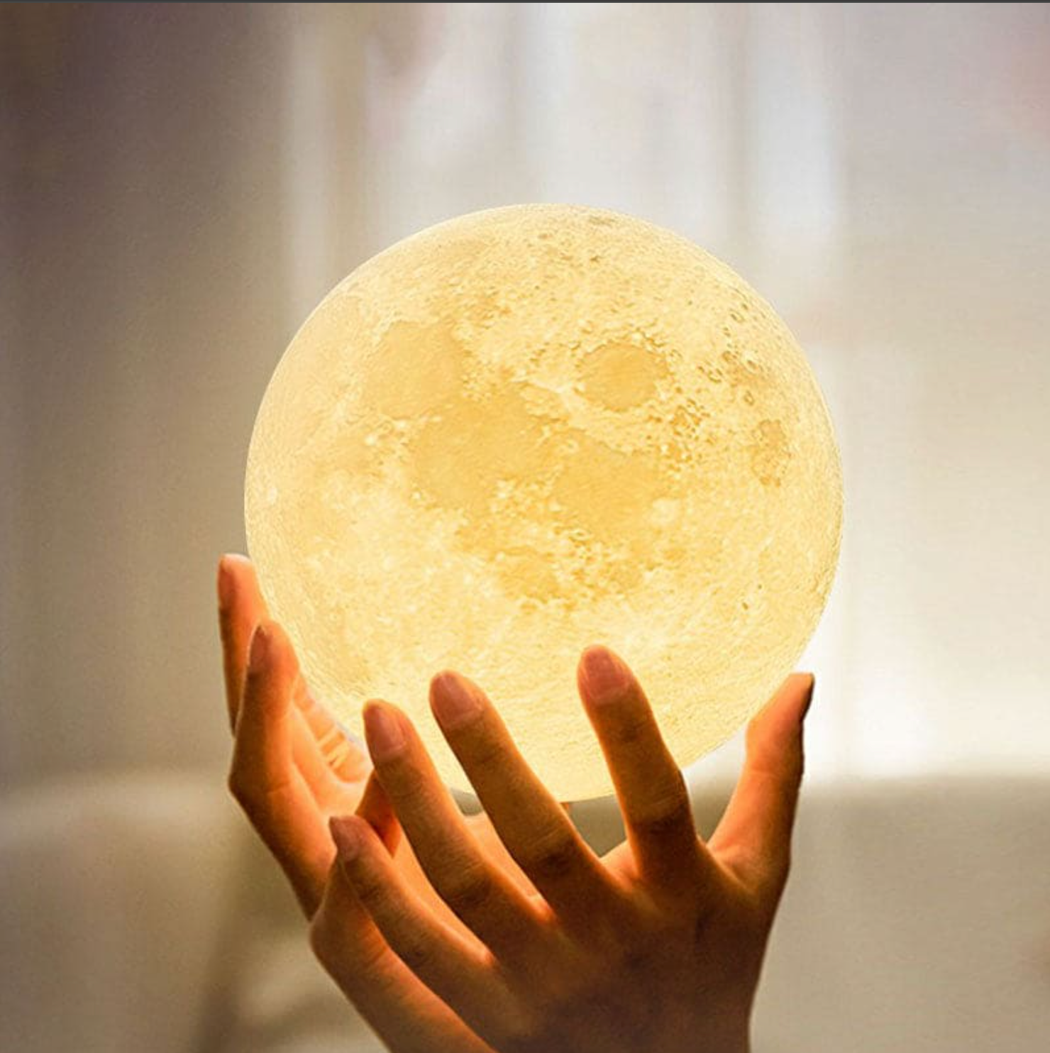 Lampada lunare magica | 16 colori | con supporto in legno | MoonNest