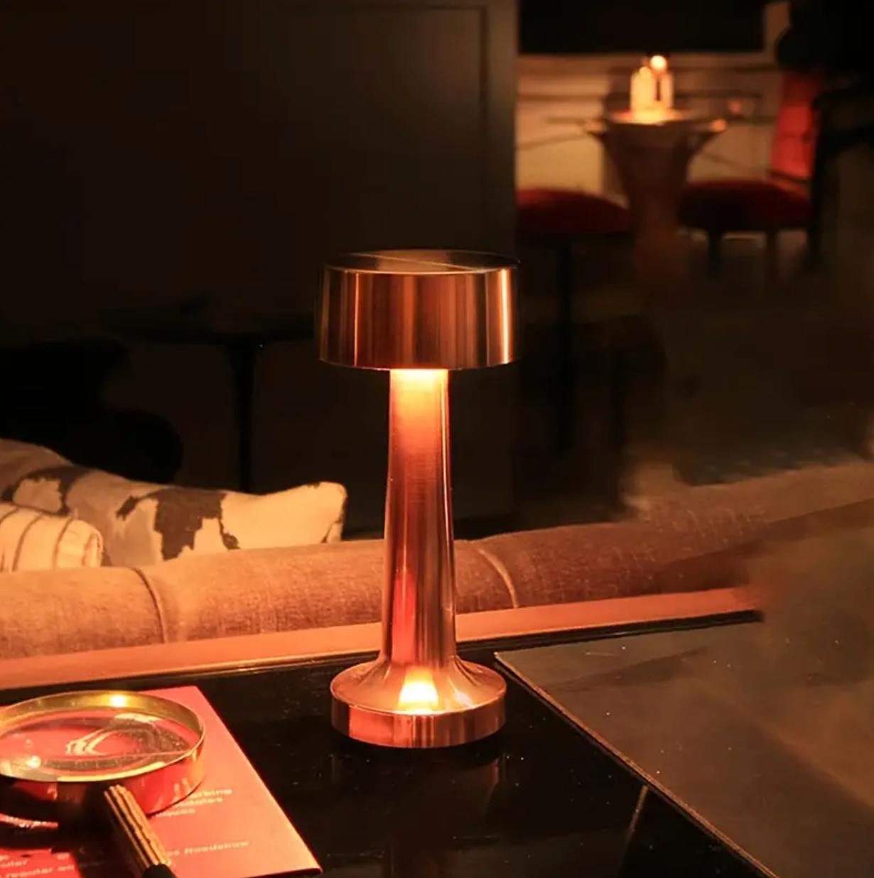 Bezdrátová stmívatelná LED stolní lampa | Dotykové ovládání | Stolní lampa s akumulátorem | GlowPillar