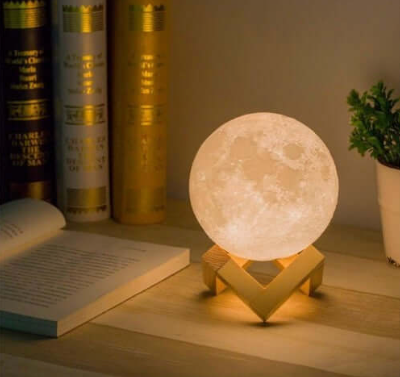 Lampada lunare magica | 16 colori | con supporto in legno | MoonNest