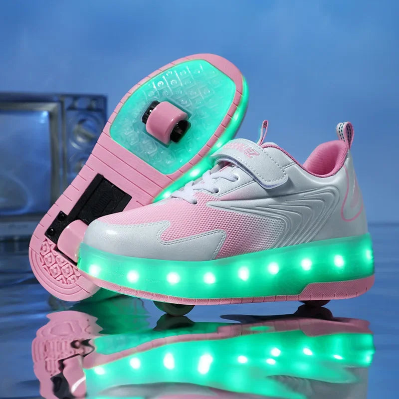 LED-Rollenschuhe für Kinder | Ausklappbaren Rollen | Leuchtende Sohle | RollBeam