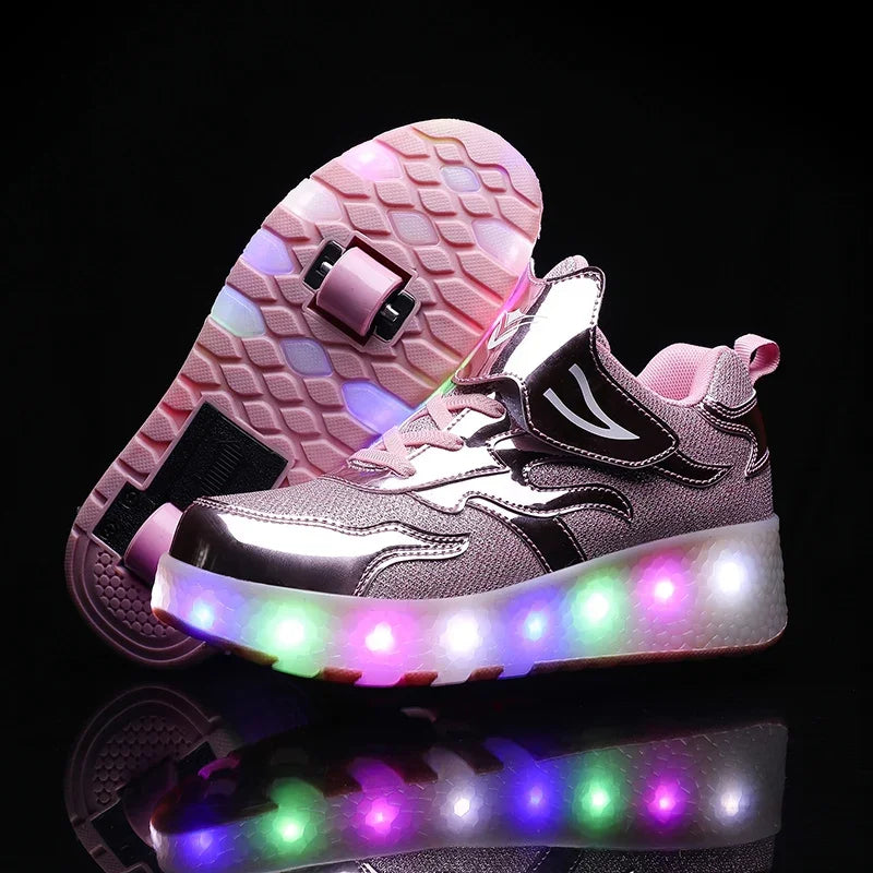 LED-Rollenschuhe für Kinder | Ausklappbaren Rollen | Leuchtende Sohle | RollBeam