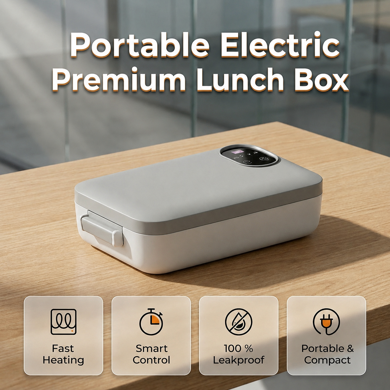 Cutie de prânz electrică portabilă | Încălzire uscată, temperatură reglabilă | Etanșă | WarmBite