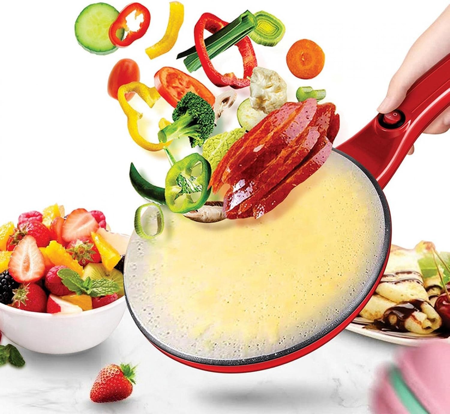 Tragbarer Elektrischer Crêpe-Maker | für Dünne Crêpes & Pfannkuchen | Antihaftfläche | SwiftPan