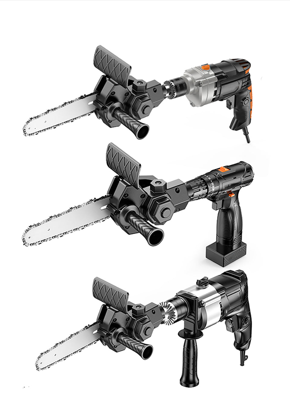 Universal Chainsaw Drill Attachment | For Drills from 2500 RPM | Tungsten Steel Chain | DrillSaw