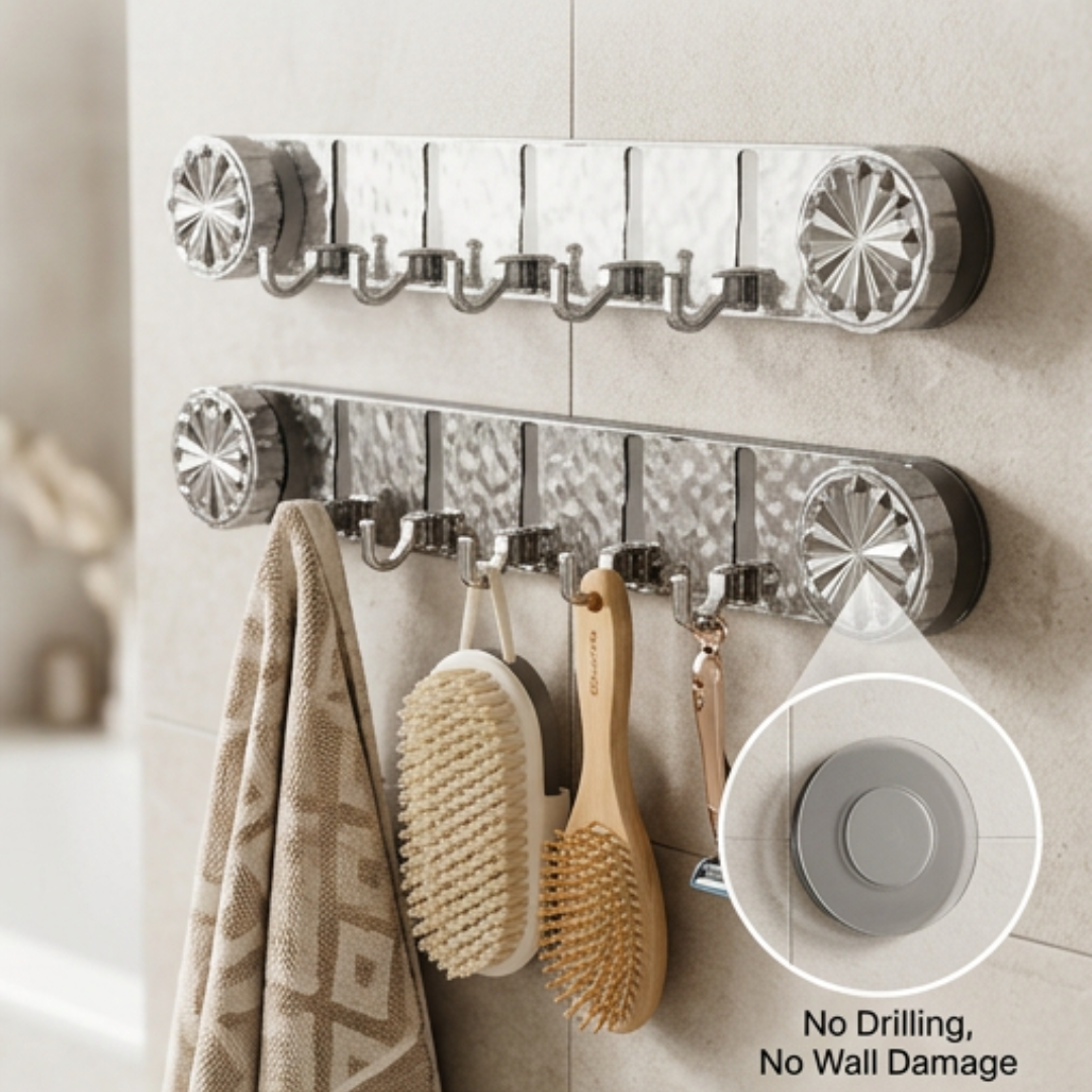 Self-adhesive folding hook rail | No drilling | Space-saving foldable | SnapHook