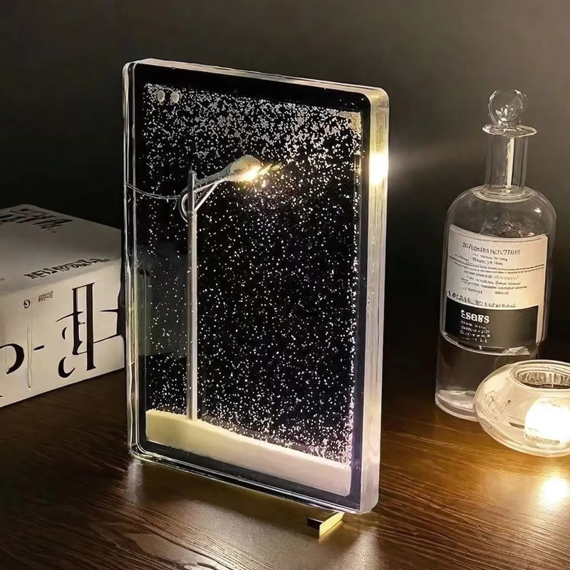 Enchanting Snowfall Lamp Plexiglas | Magical Snowfall Effect | Warm Light | SnowGlow
