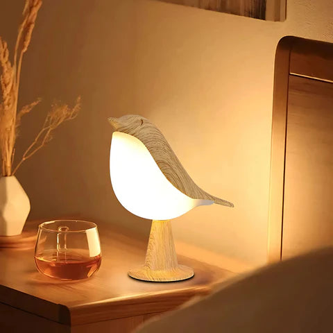 Bird lamp with aroma diffuser | Wood look | Wireless & USB-C rechargeable | AromaBird