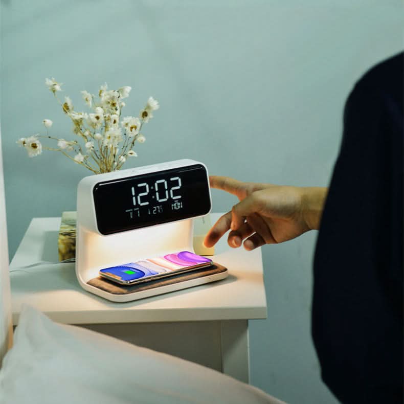 Wecker 3-in-1 LCD | Wireless Ladestation | Dimmbare LED-Lampe | Deskova