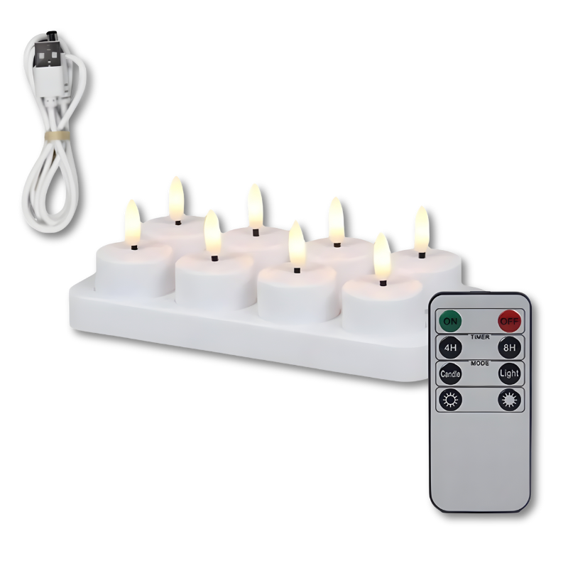 Dobíjecí svíčky bez plamene | S dálkovým ovládáním a časovačem | Nabíjení přes USB | FlameFree
