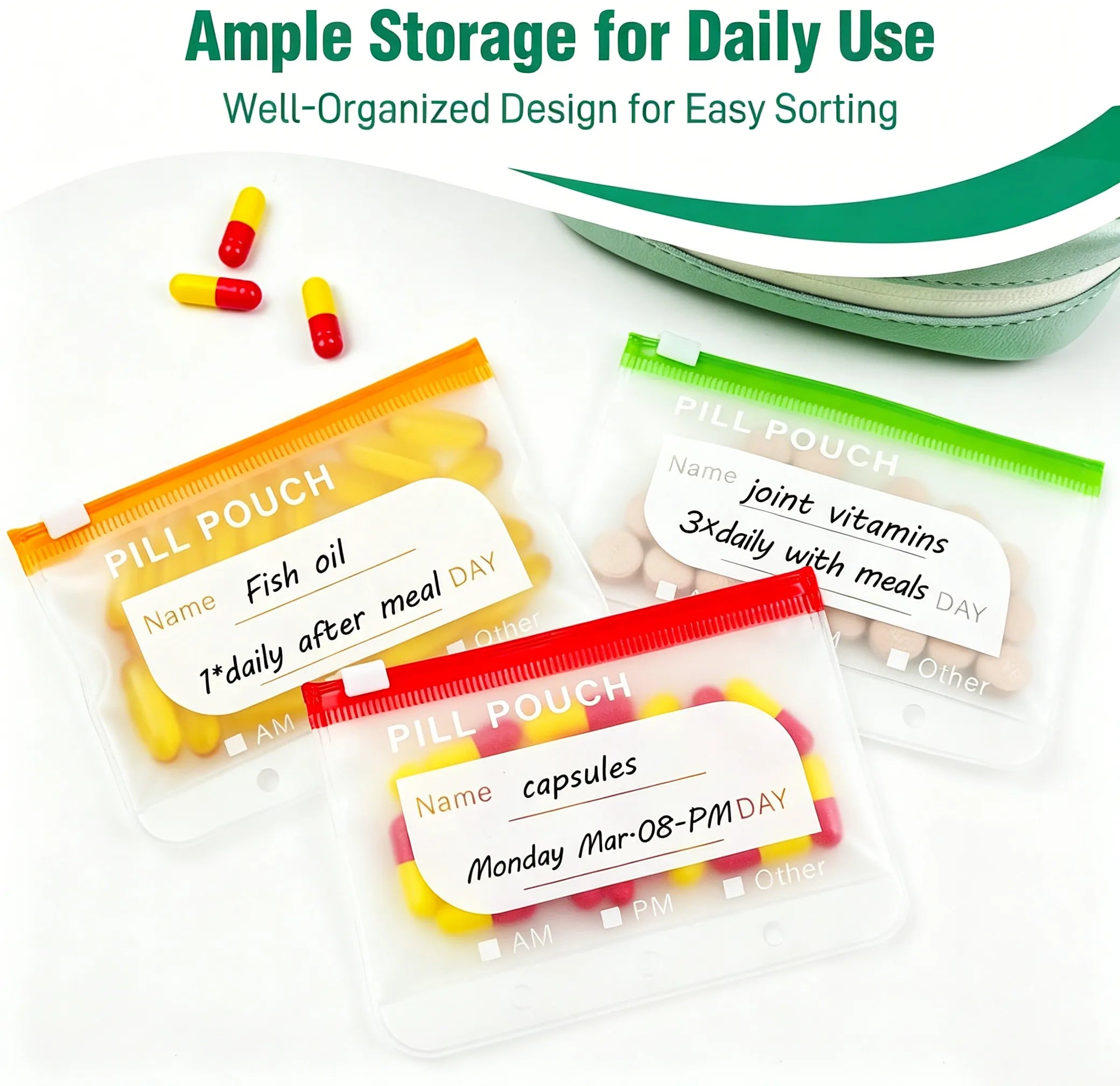 Pillenorganizer | Waterdichte zakjes om te labelen | Weekoverzicht | PillPocket