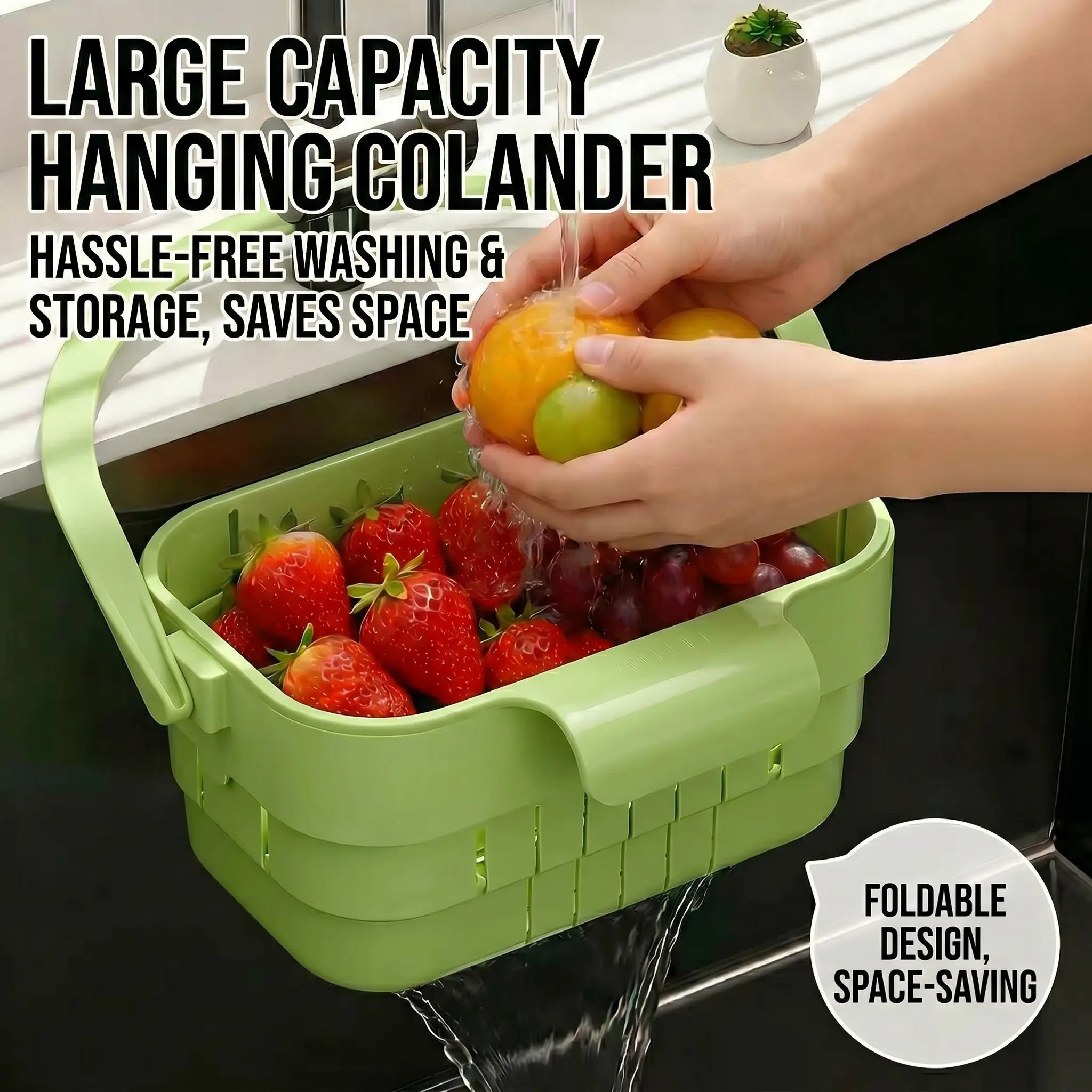 Foldable sink strainer | Catches food scraps | Tool-free, removable | FoldSink