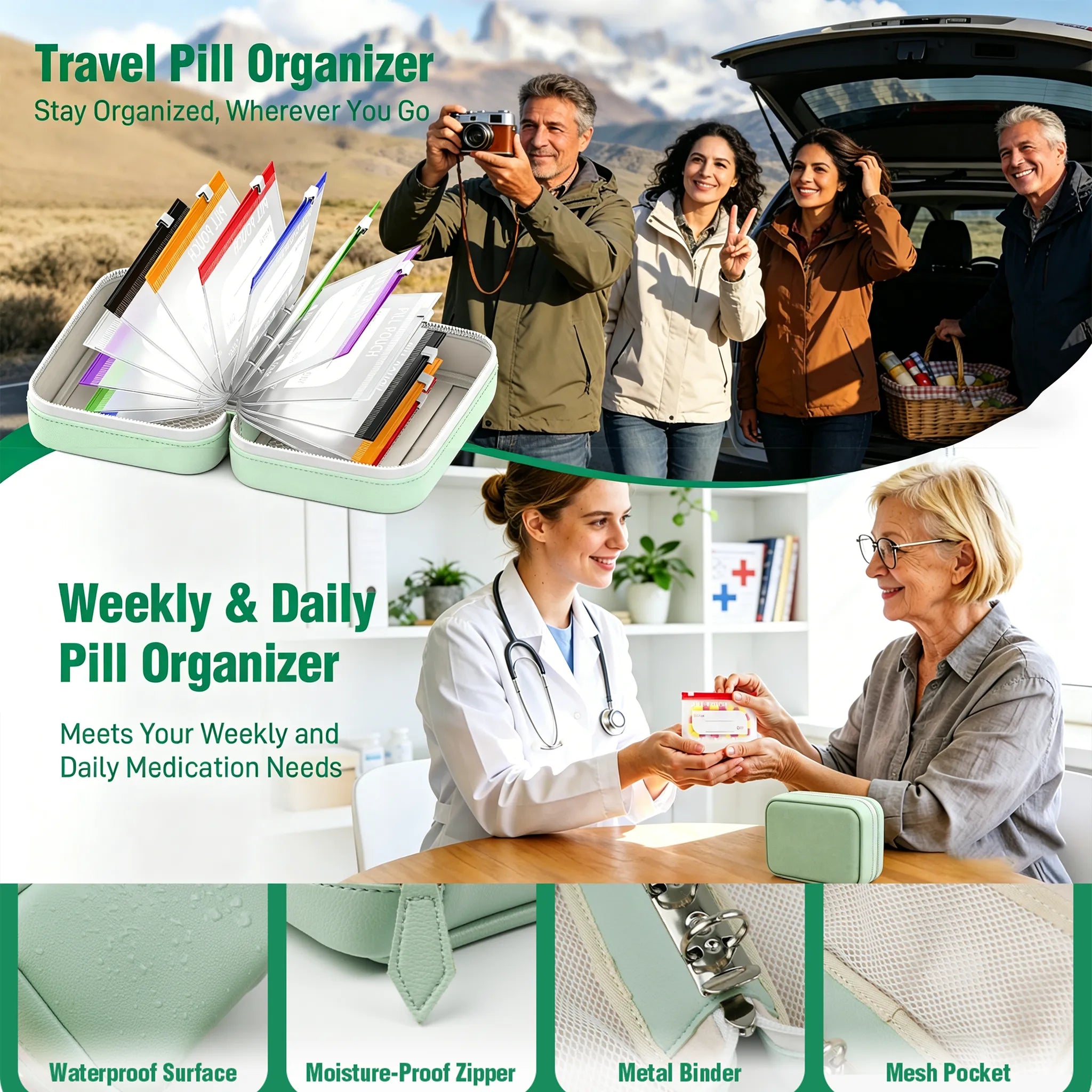 Pillenorganizer | Waterdichte zakjes om te labelen | Weekoverzicht | PillPocket