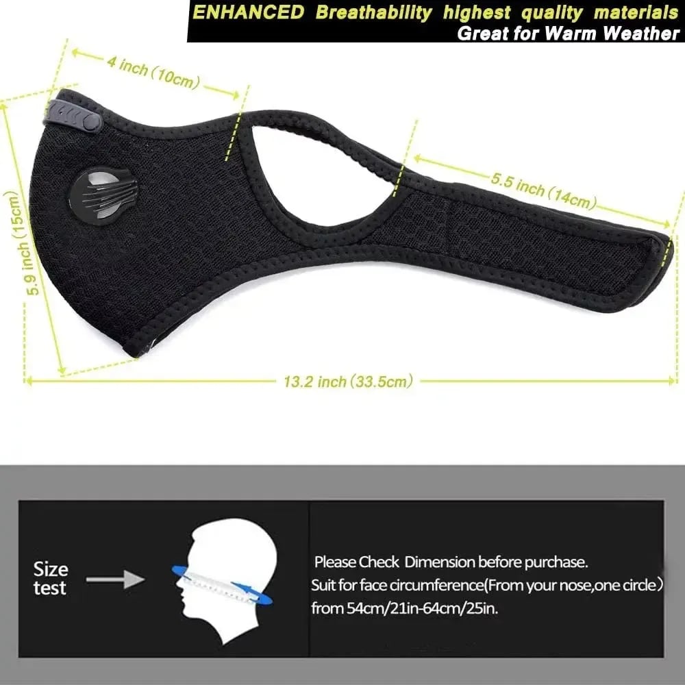 Reusable Dust Mask | with Activated Carbon Filter & Visor | Breathable & Lightweight | RideMask