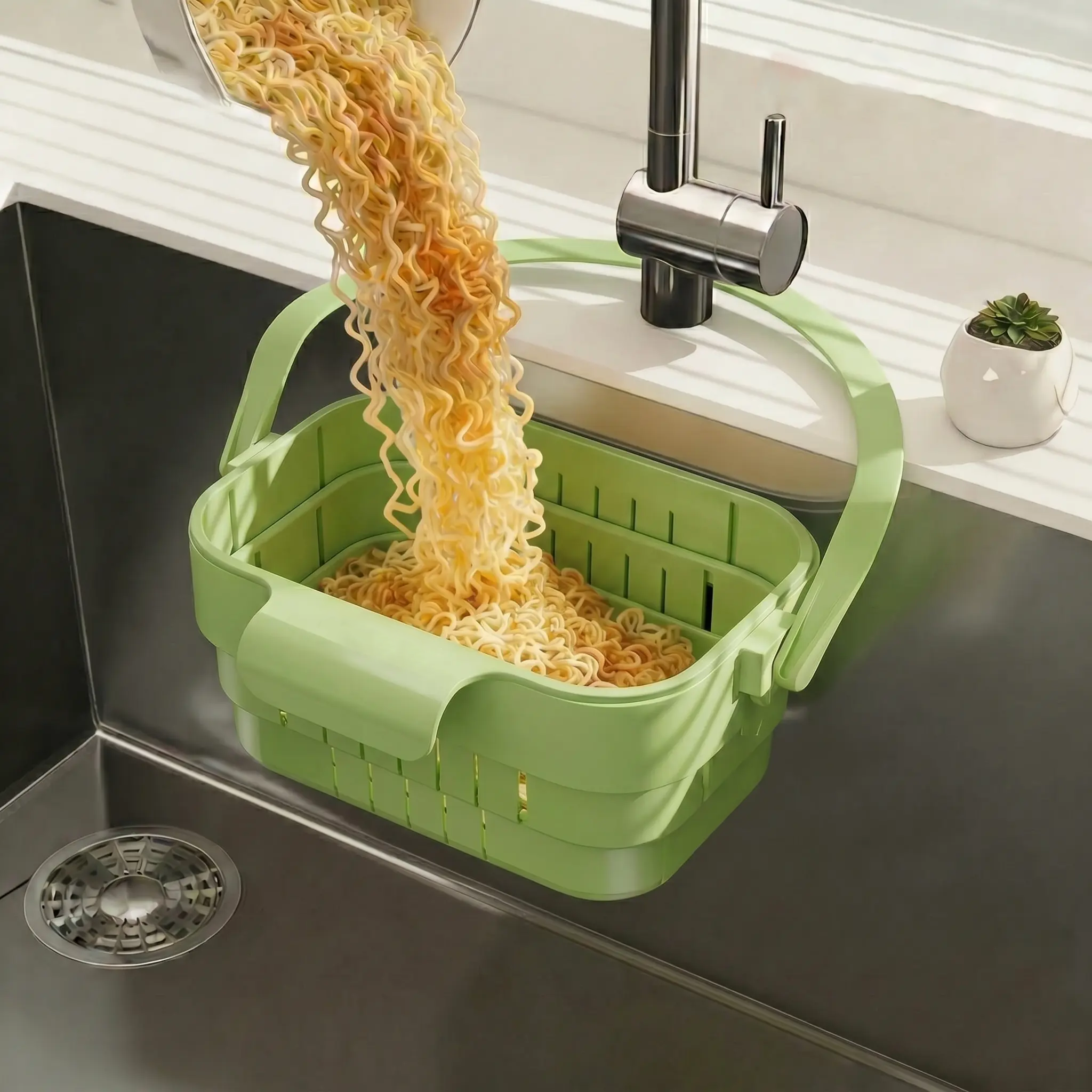 Foldable sink strainer | Catches food scraps | Tool-free, removable | FoldSink