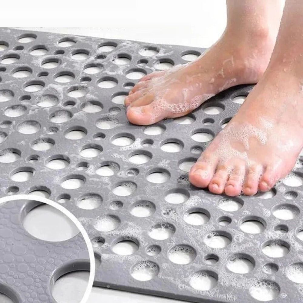 Duschmatte mit Saugnäpfen | Antibakterielles PVC| Sicherer Halt, mit Wasserablauf | SafeBath
