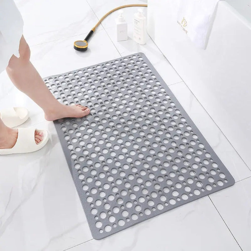 Duschmatte mit Saugnäpfen | Antibakterielles PVC| Sicherer Halt, mit Wasserablauf | SafeBath