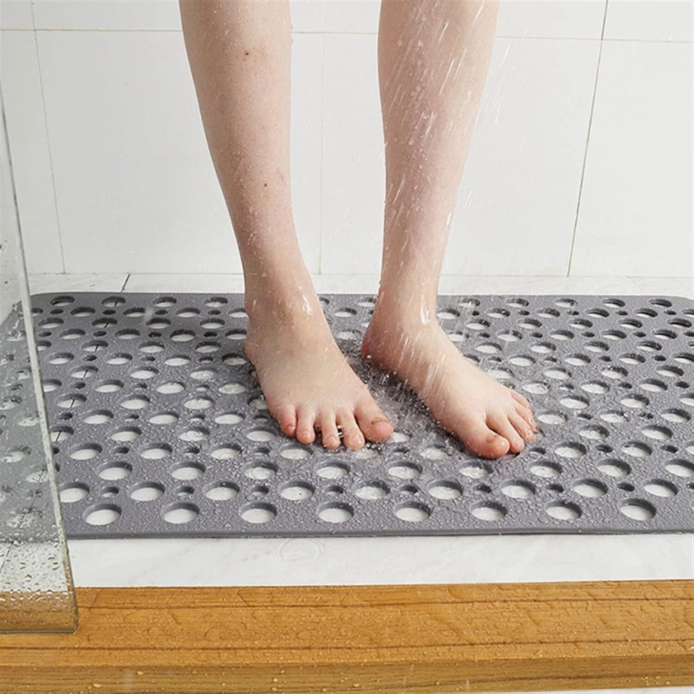 Duschmatte mit Saugnäpfen | Antibakterielles PVC| Sicherer Halt, mit Wasserablauf | SafeBath
