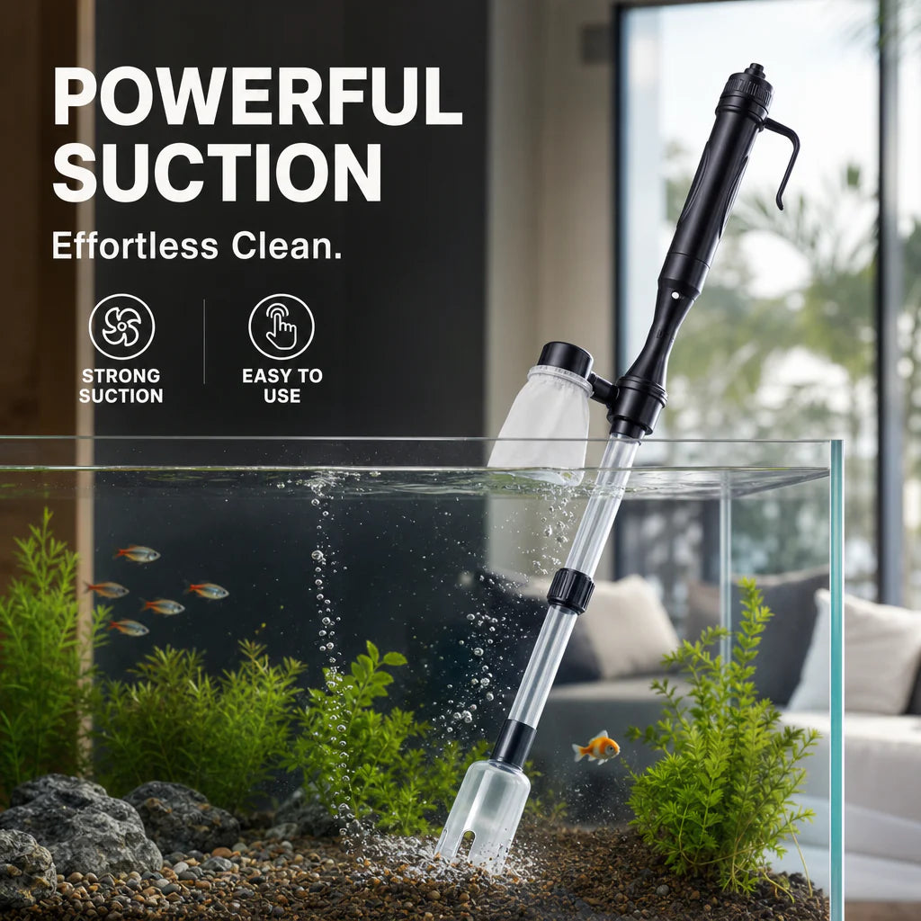 Pulitore elettrico per ghiaia da acquario | Pompa aspirante a batteria | Pulisce la ghiaia e cambia l'acqua | AquaVac