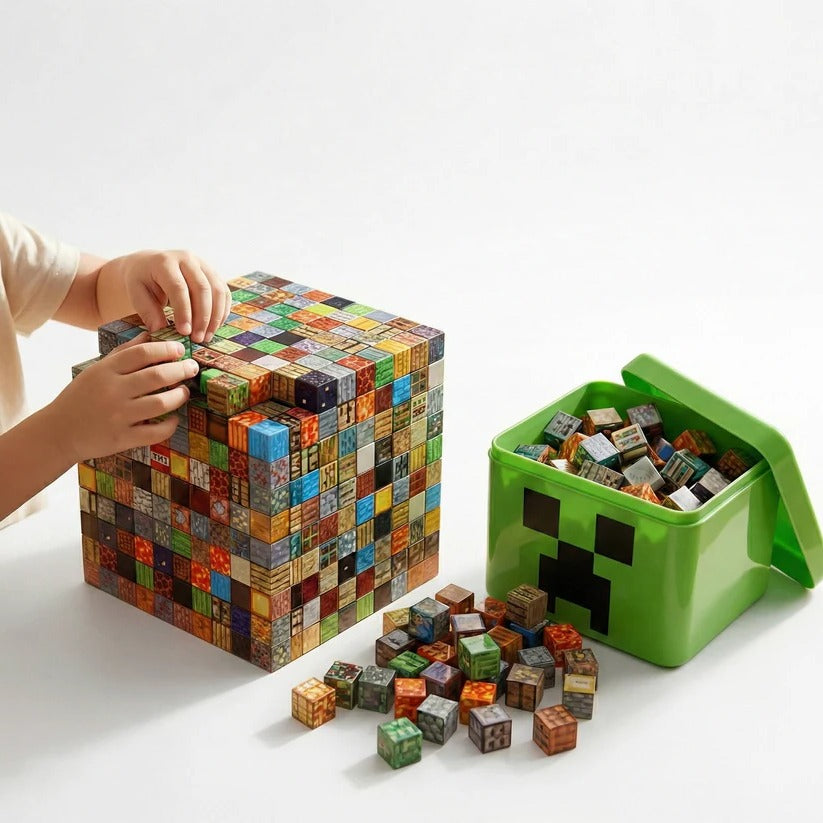 Set di blocchi magnetici per bambini | 8 lati magnetici per blocco | Con scatola portaoggetti | ClickCraft