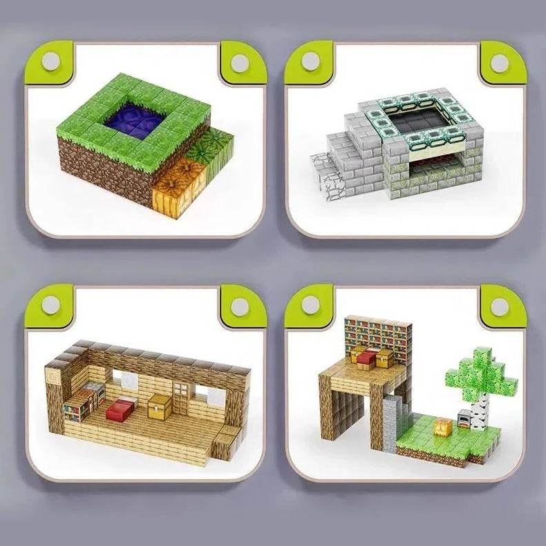 Set di blocchi magnetici per bambini | 8 lati magnetici per blocco | Con scatola portaoggetti | ClickCraft
