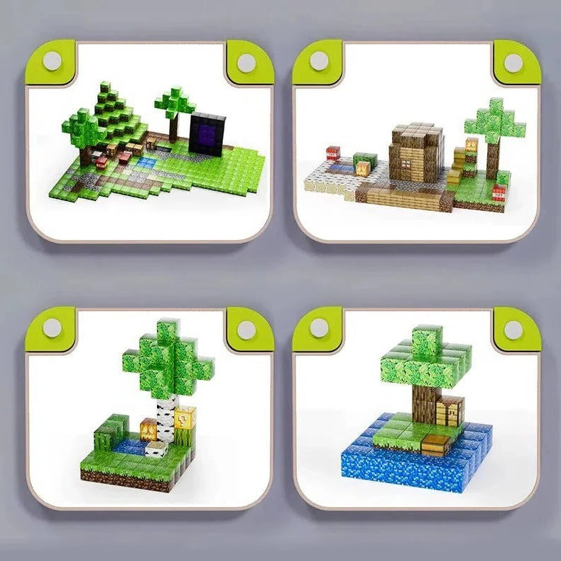Set di blocchi magnetici per bambini | 8 lati magnetici per blocco | Con scatola portaoggetti | ClickCraft