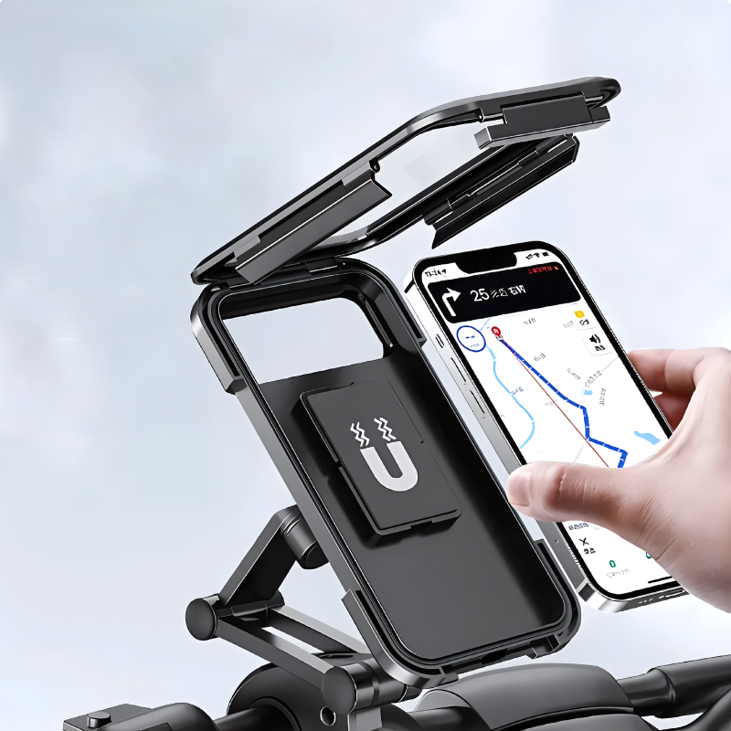 Cykelholder til mobiltelefon | Vandtæt med touch-vindue | 360° drejning | DryMount