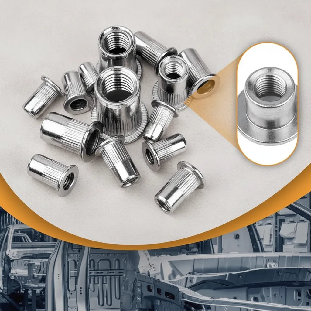 Sada nýtovacích matic | M3–M10 s hlavami šroubů a boxem | Pro kov, dřevo a plast | FixThread