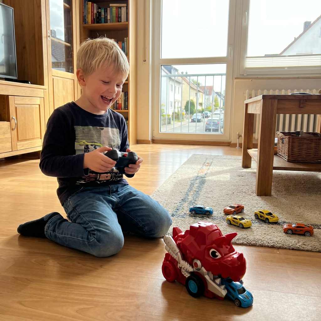 Remote-Controlled Dinosaur Truck | With Swallowing Function | Includes Toy Cars & Remote Control | RexRacer