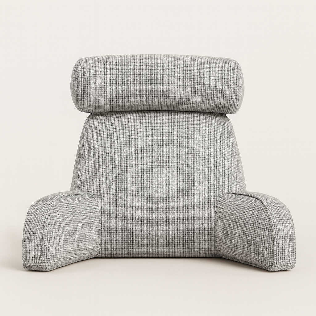 Cuscino per la schiena e cuscino da lettura | con braccioli in tessuto di lino | ergonomico per letto e divano | LoungeLean