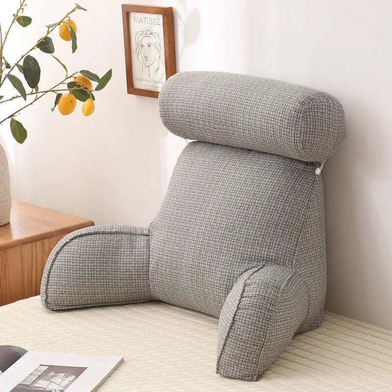 Cuscino per la schiena e cuscino da lettura | con braccioli in tessuto di lino | ergonomico per letto e divano | LoungeLean