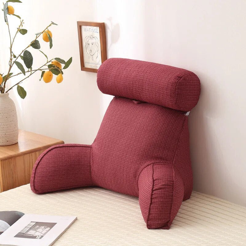 Cuscino per la schiena e cuscino da lettura | con braccioli in tessuto di lino | ergonomico per letto e divano | LoungeLean