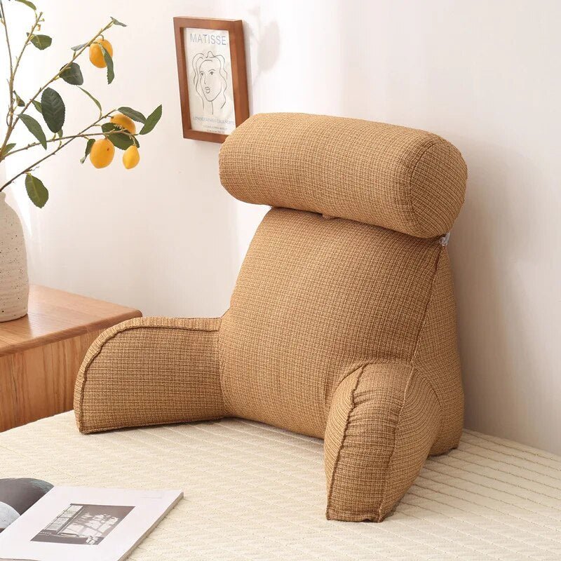 Cuscino per la schiena e cuscino da lettura | con braccioli in tessuto di lino | ergonomico per letto e divano | LoungeLean
