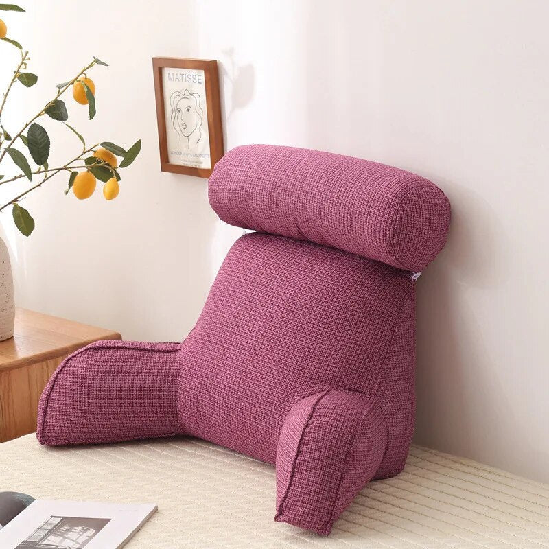 Cuscino per la schiena e cuscino da lettura | con braccioli in tessuto di lino | ergonomico per letto e divano | LoungeLean