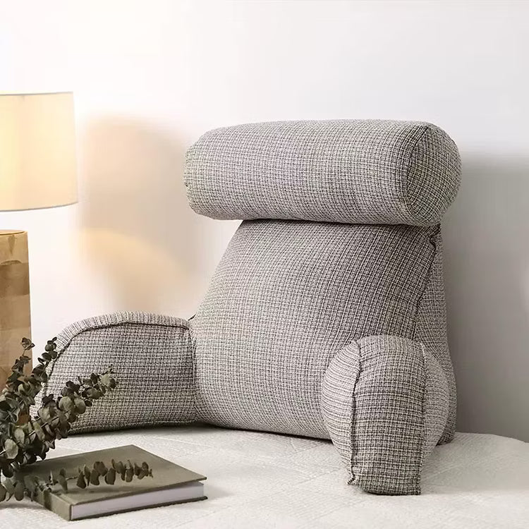 Cuscino per la schiena e cuscino da lettura | con braccioli in tessuto di lino | ergonomico per letto e divano | LoungeLean