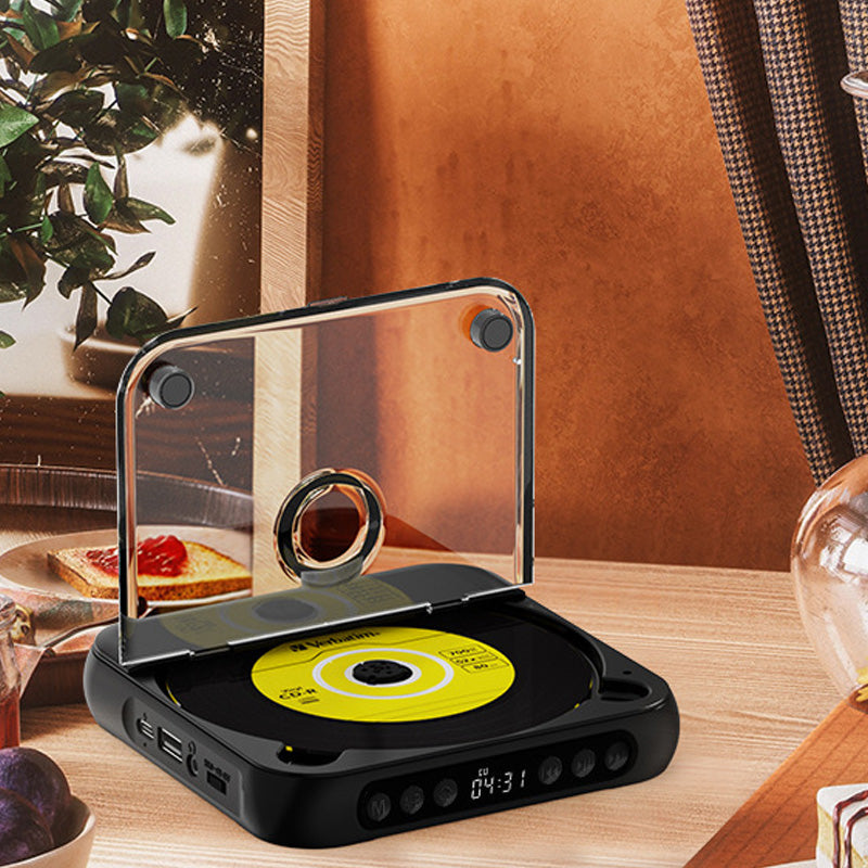 Reproductor de CD Bluetooth portátil | Transmisión inalámbrica y reproducción de CD | con mando a distancia | RetroSpin