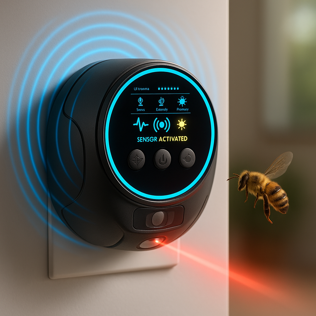 Dispositivo a ultrasuoni per allontanare vespe, api e topi | Nero o bianco | Presa elettrica | PestWave