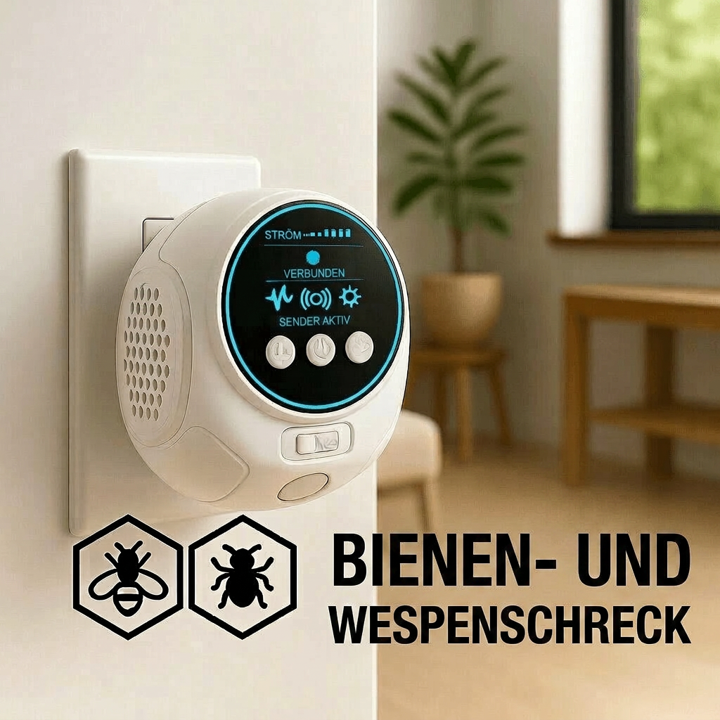 Dispositivo a ultrasuoni per allontanare vespe, api e topi | Nero o bianco | Presa elettrica | PestWave