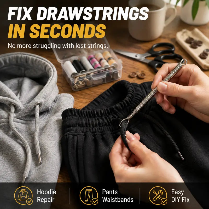 Ferramenta flexível para enfiar cordões | Enfia cordões de capuz e elásticos | Flexível | LoopThru