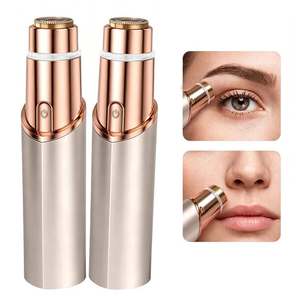Depilador facial portátil | Indolor e lavável | Formato de batom | GlowGlide