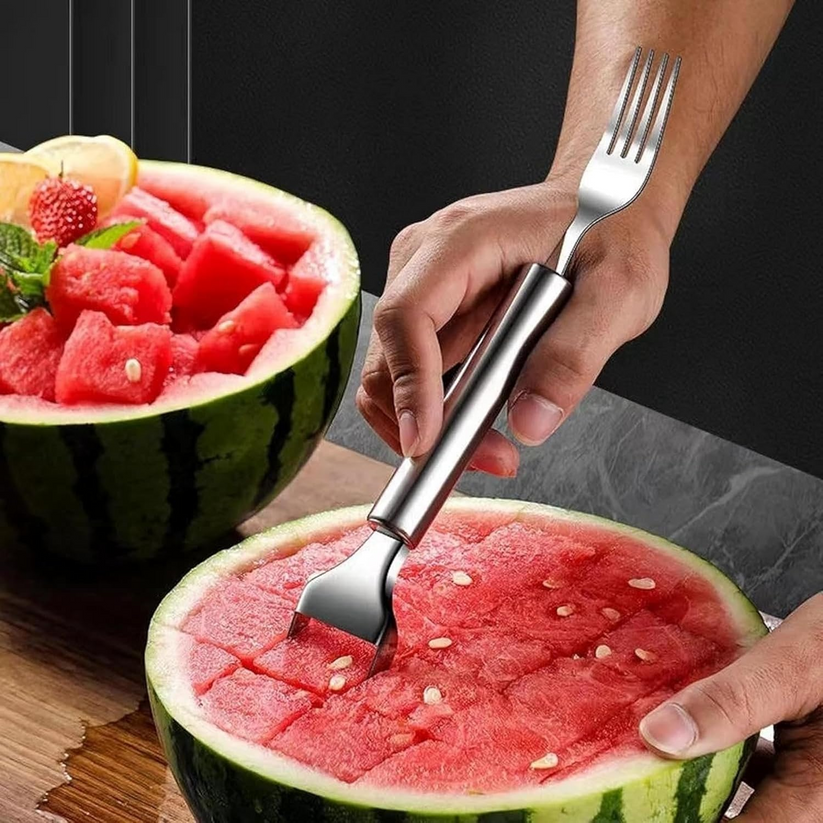 Watermelon fork | with cutting & fork ends | Cuts & serves cubes | FreshBite