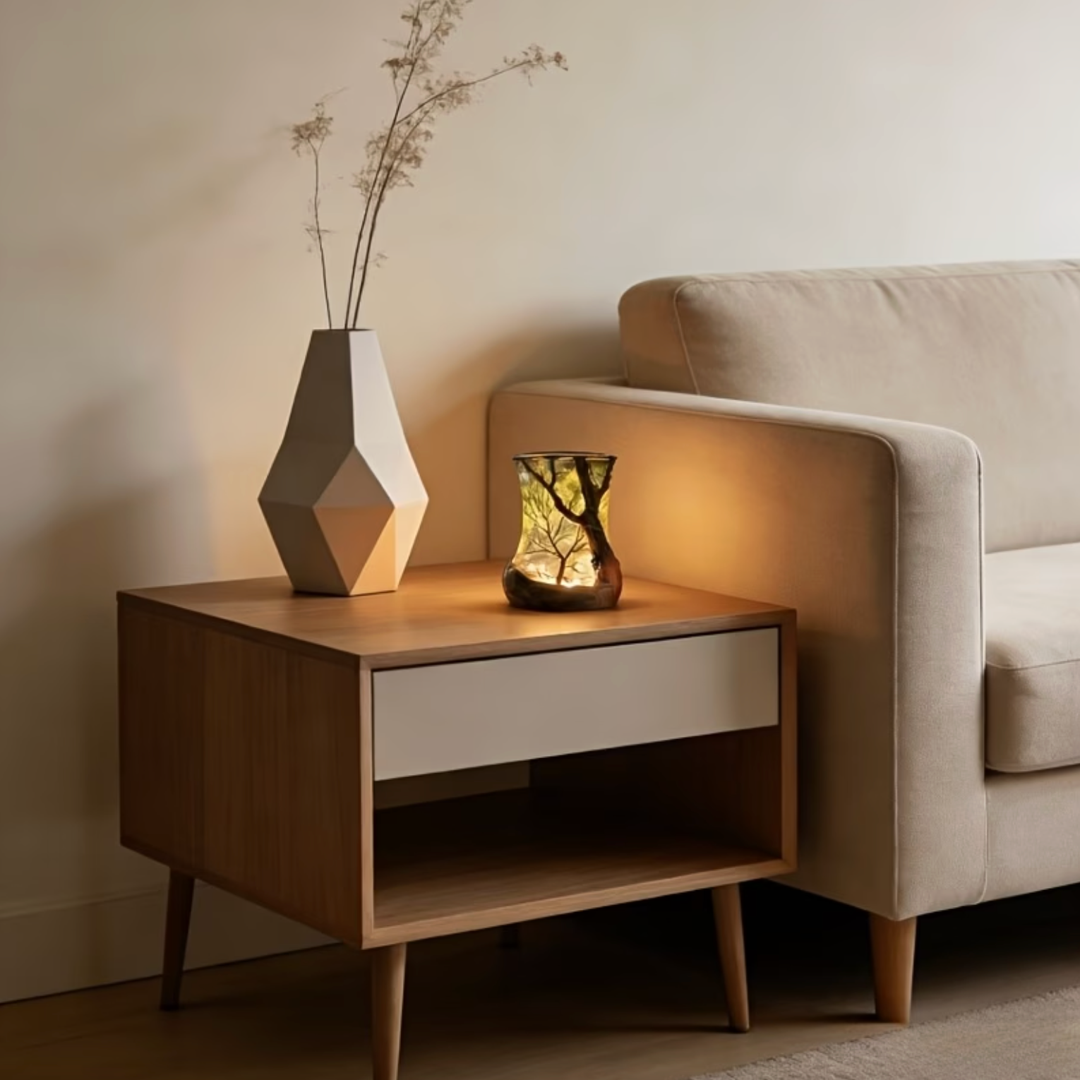 Projection d'ombre d'arbre LED | Lampe d'ambiance | Lumière de bougie blanc chaud | ForestGlow