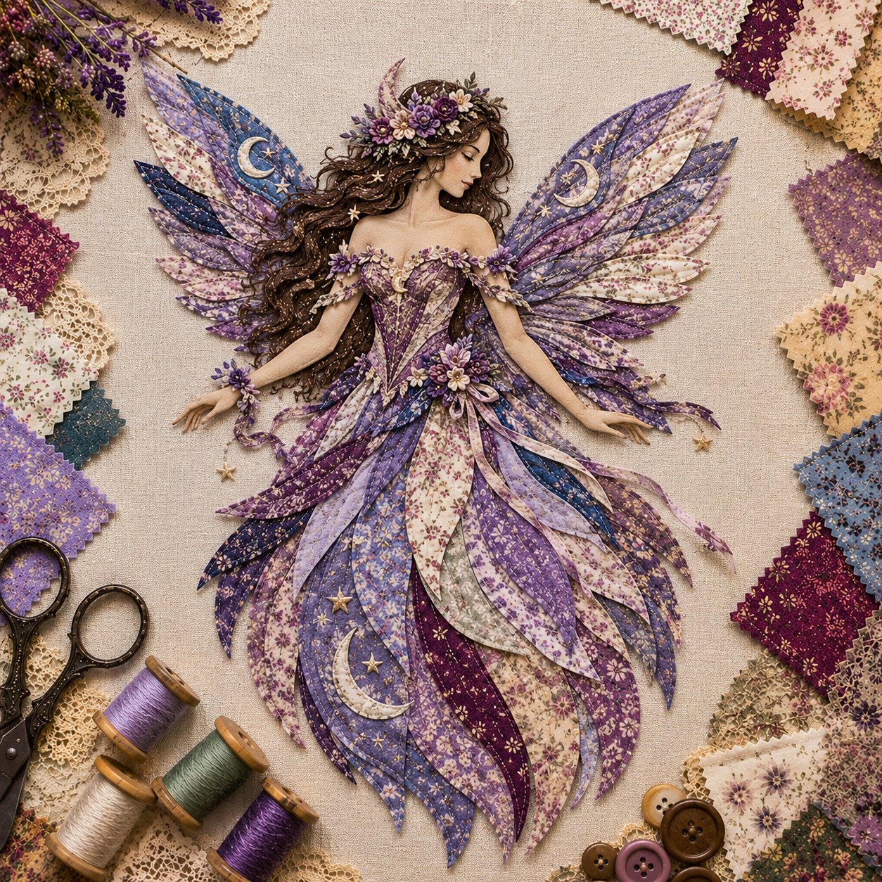 Sada Feen Patchwork DIY | Víla z květinových látek | Začátečnicky přátelská sada pro tvoření | PatchBloom