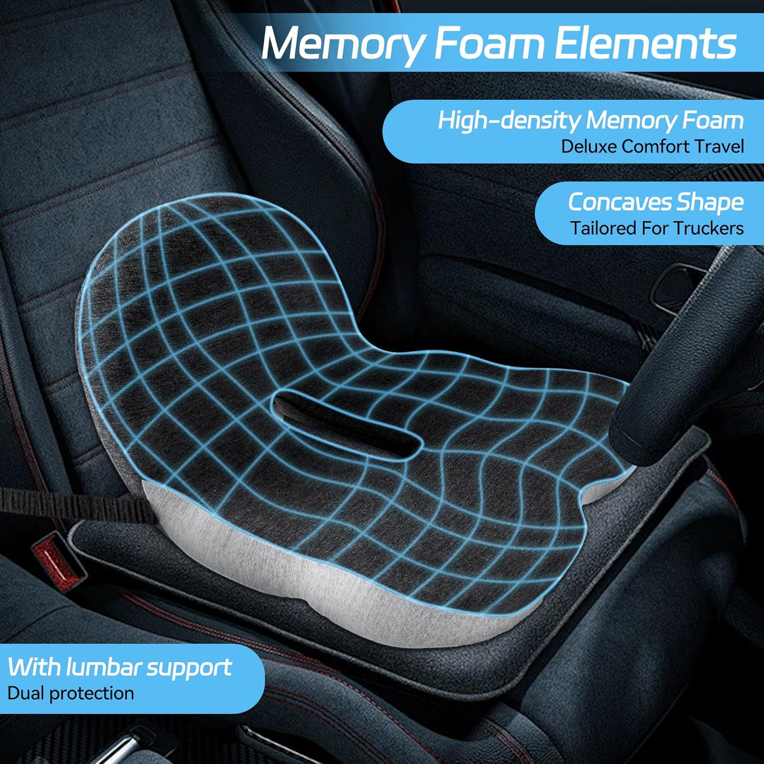 Coussin de siège antidérapant | En mousse à mémoire de forme | Soulagement ergonomique | PosturePro