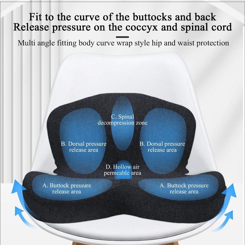 Coussin de siège antidérapant | En mousse à mémoire de forme | Soulagement ergonomique | PosturePro