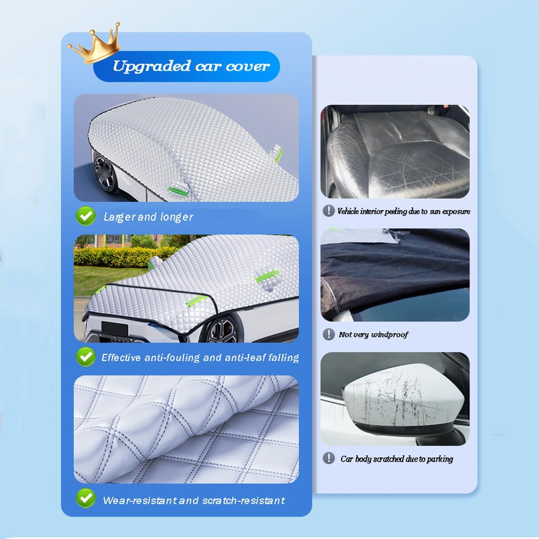 Autoplachta | Krycí plachta na poloviční garáž | Vodoodpudivá, odolná proti UV záření a povětrnostním vlivům | CoverPro