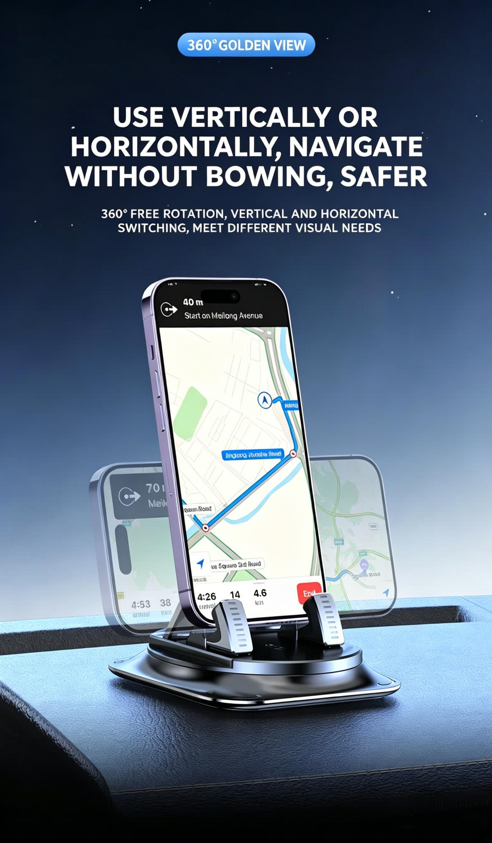 Držák na telefon | Otáčení o 360° | Protiskluzová základna | DashPivot