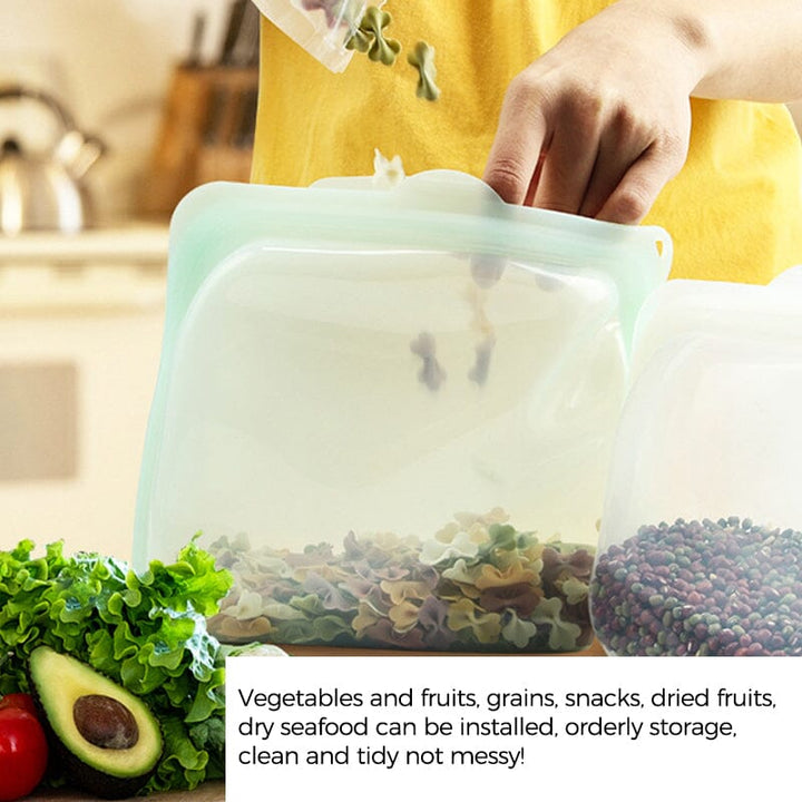Uudelleenkäytettävät säilytyspussit | Ilmatiiviit ja astianpesukoneen kestävät | Kuumille, kylmille ja pakastimelle | Freshpouch